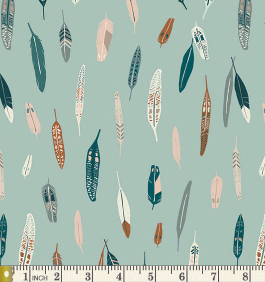 Feather Fabric, Cotton, By the Yard, Art Gallery Fabric, Heather and Feathers, Campsite, Earth Tones, yardage, Feathers, Earthy