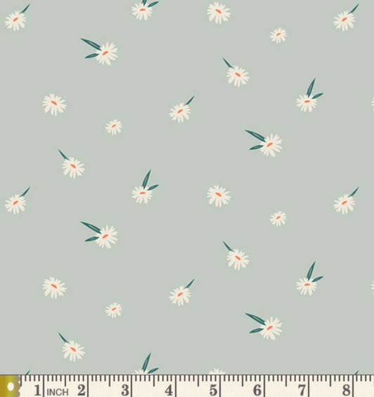 Art Gallery Quilting Fabric, By the Yard, Dancing Daisies, Campiste, Stars, Light Blue, Floral, Flowers baby quilt, Kids room decor