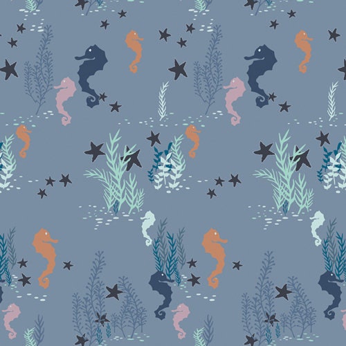 Seahorse fabric, Art Gallery Fabric, Enchanted Voyage, Seahorse Magic Shallow, Quilting Cotton