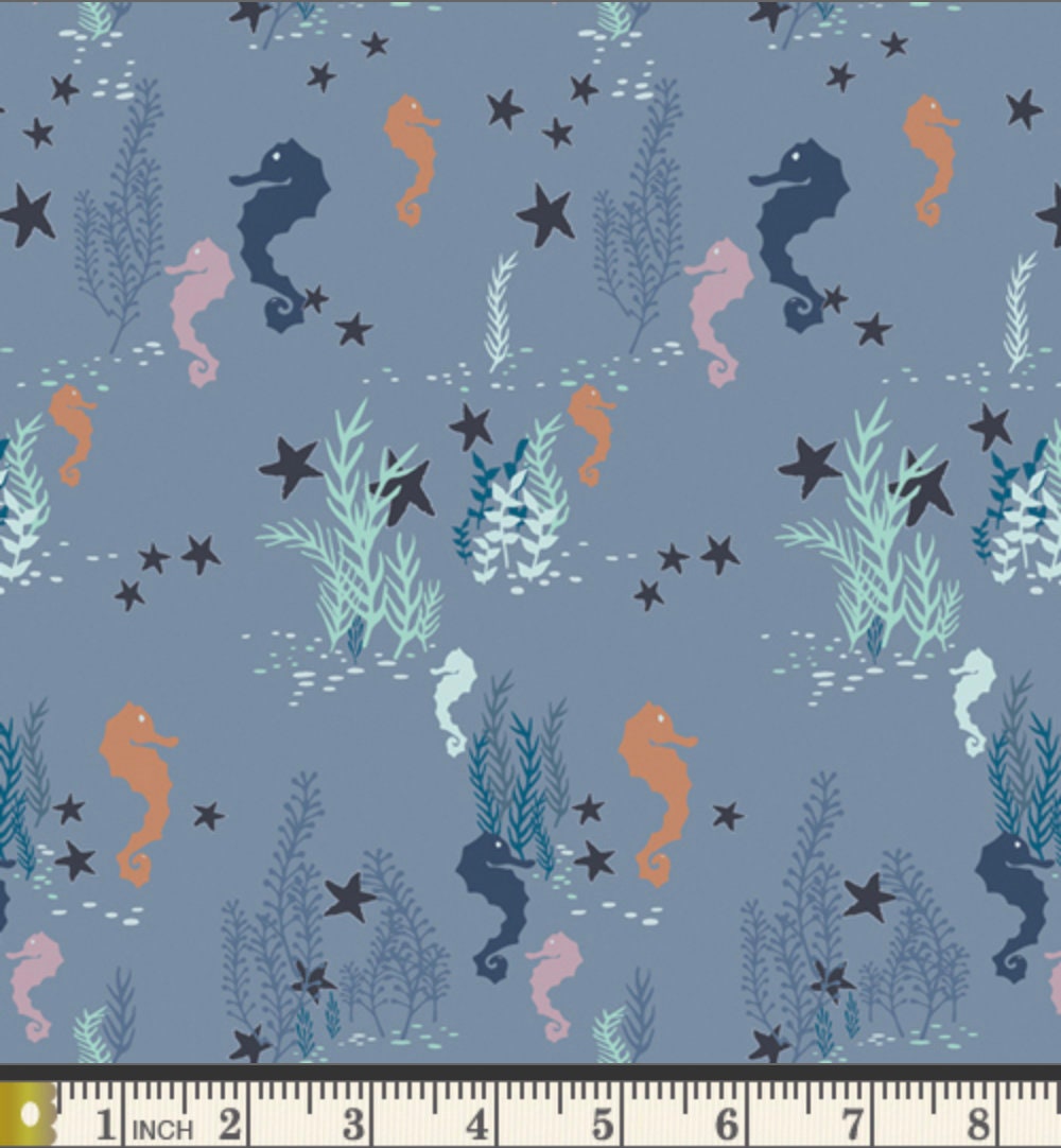 Seahorse fabric, Art Gallery Fabric, Enchanted Voyage, Seahorse Magic Shallow, Quilting Cotton