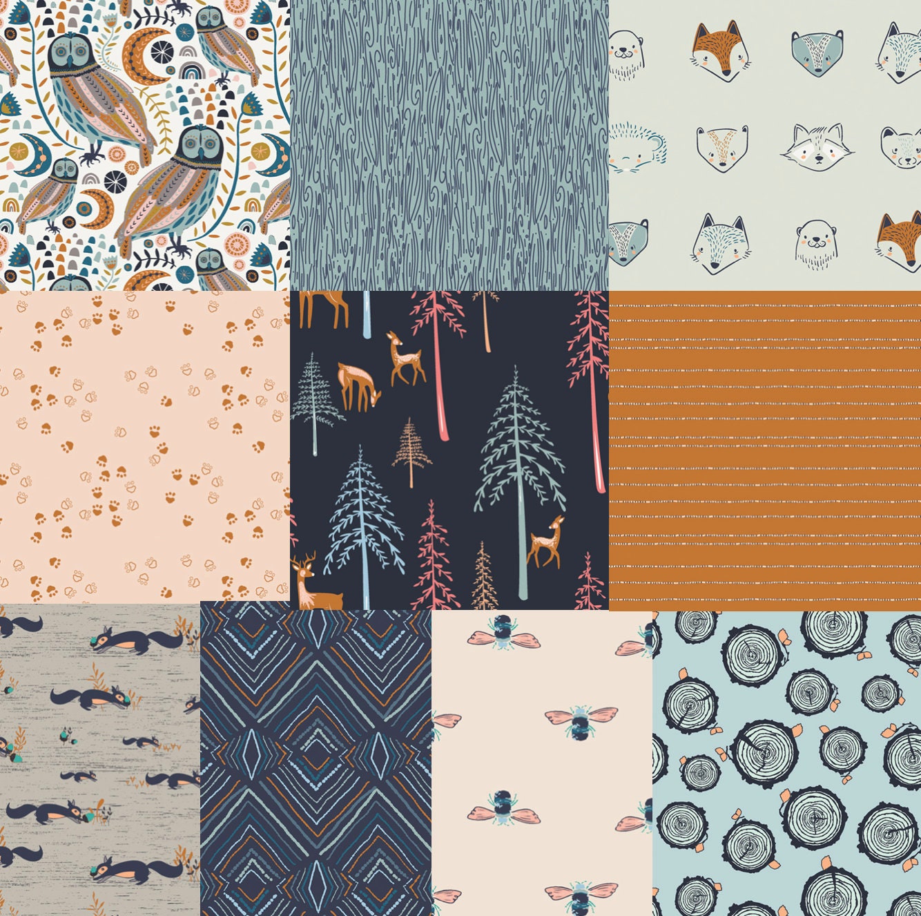 Woodland Fabric, Art Gallery Fabrics, Dues Cloth-lie Forester, Little Forester
