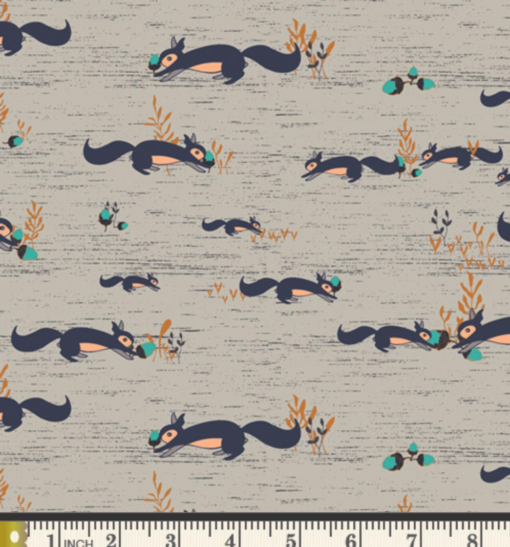 Squirrel Fabric, Squirrels at Play, Woodland Fabric, Art Gallery Fabrics, Little Forester, yardage, Maureen Cracknell