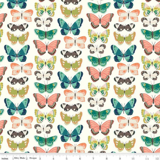 Butterfly Fabric, Midsummer Meadow, Flutter Cream, Riley Blake, Cotton Fabric, Quilting Cotton