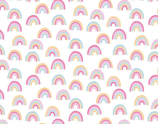 RAINBOW Fabric, Summer of Love, WHITE, Quilting Cotton, Dear Stella, Baby Fabric, cotton, nursery fabric, quilting, by the yard, yardage
