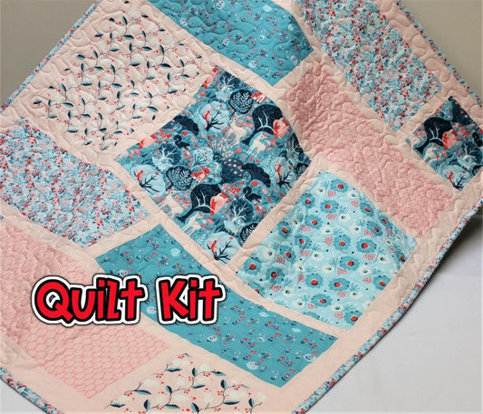 Organic Quilt Kit, Girl, Baby Quilt Kit, Lap, Floral, Modern Love, Do It Yourself, DIY