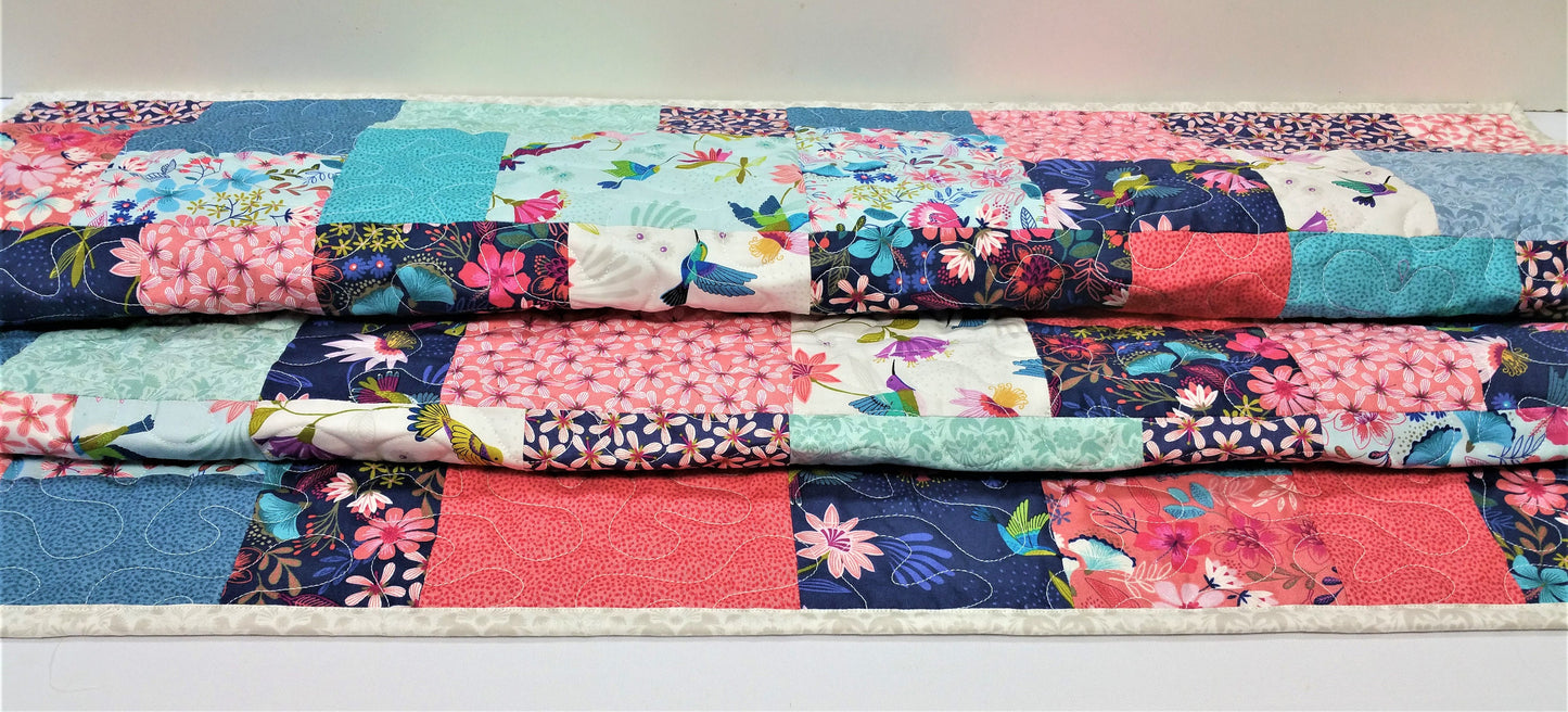 Quilt Kit, Hummingbird Quilt Kit, Baby Girl, Lap Quilt, DIY