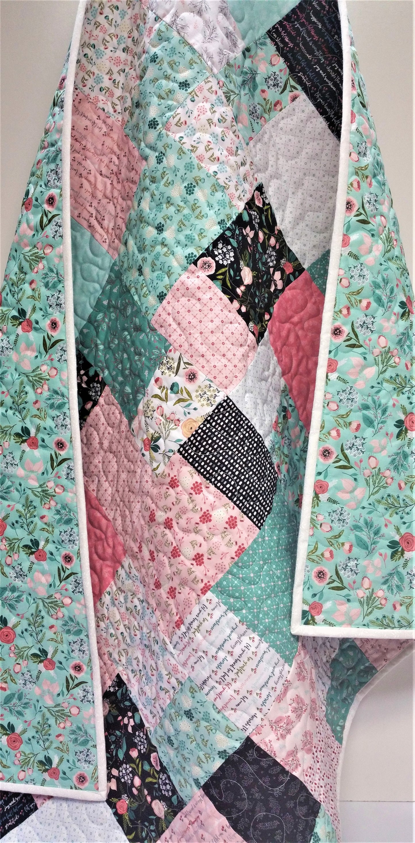 Baby Quilt Kit, Girl Quilt Kit, Baby, Lap, Floral, Modern, Do It Yourself, DIY