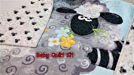 Baby Quilt Kit, Lamb, Boy, Blue, DIY, Easy quilt project. Baby Shower Gift