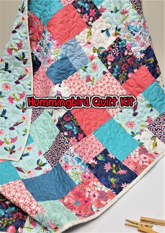 Quilt Kit, Hummingbird Quilt Kit, Baby Girl, Lap Quilt, DIY