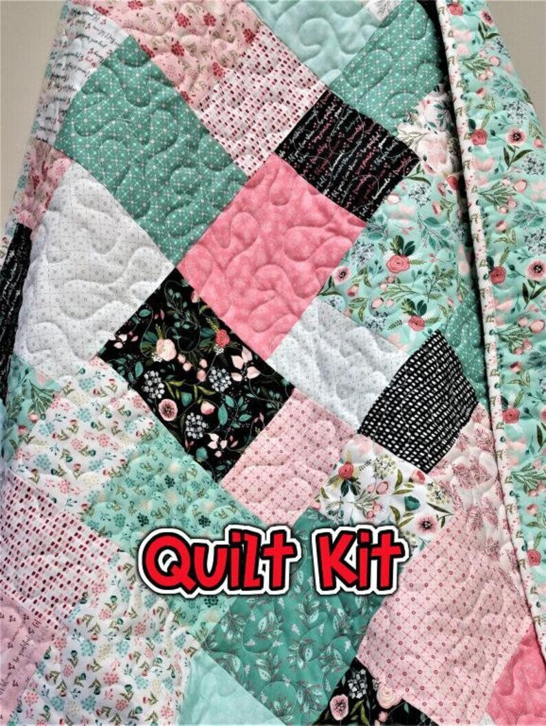 Baby Quilt Kit, Girl Quilt Kit, Baby, Lap, Floral, Modern, Do It Yourself, DIY