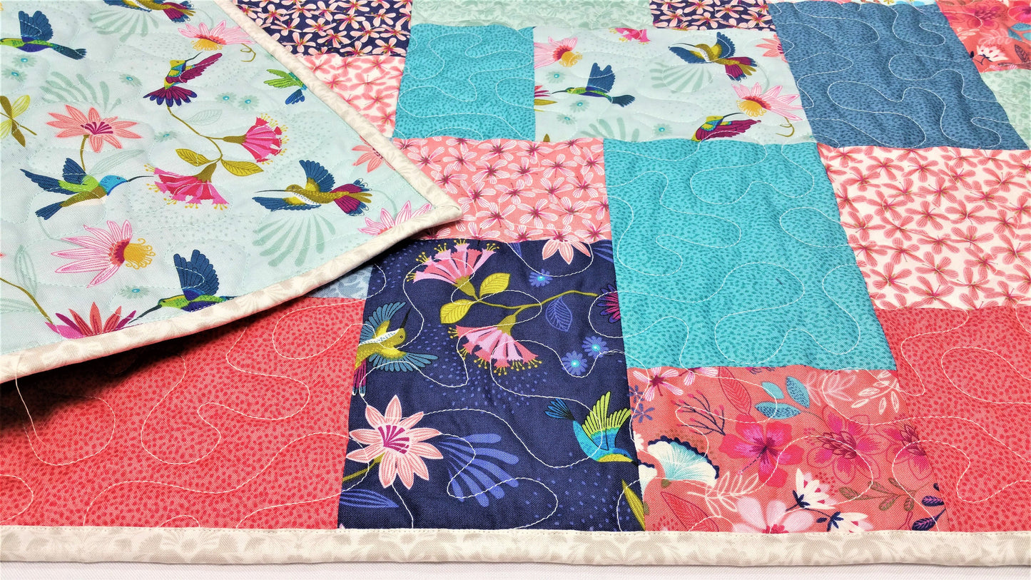 Quilt Kit, Hummingbird Quilt Kit, Baby Girl, Lap Quilt, DIY