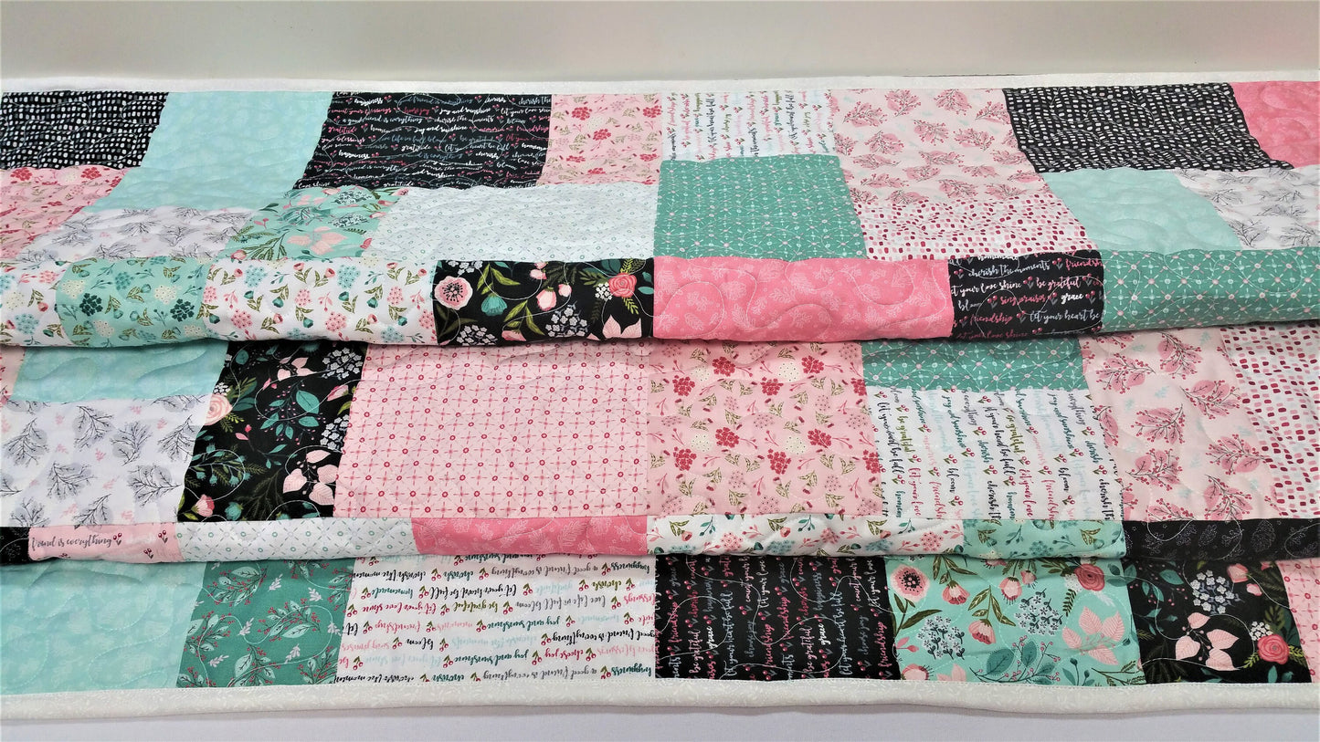 Baby Quilt Kit, Girl Quilt Kit, Baby, Lap, Floral, Modern, Do It Yourself, DIY