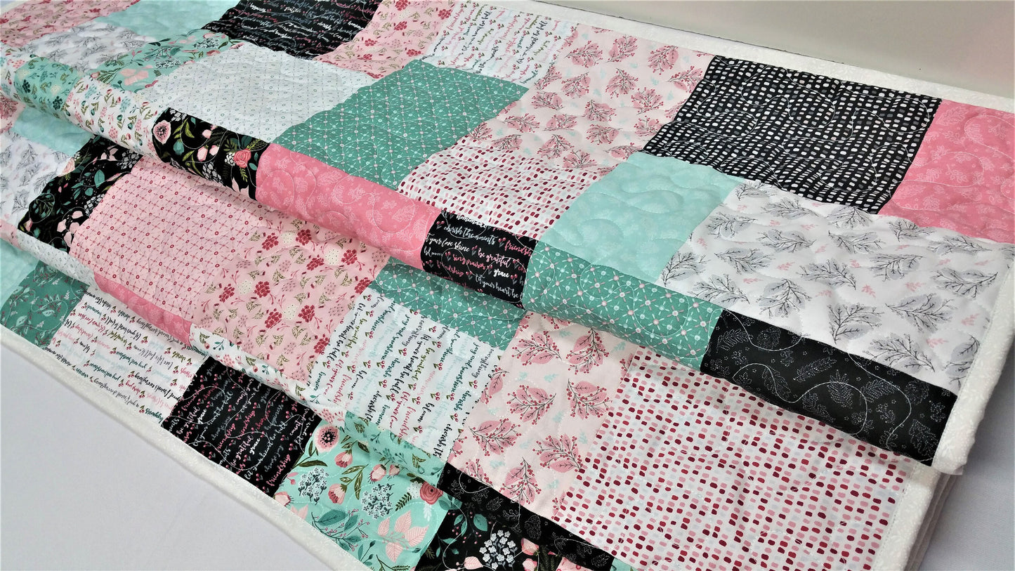 Baby Quilt Kit, Girl Quilt Kit, Baby, Lap, Floral, Modern, Do It Yourself, DIY