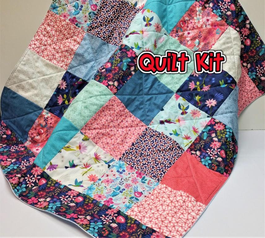 Quilt Kit, Hummingbirds, Baby, Girl, Lap Quilt, DIY quilt project