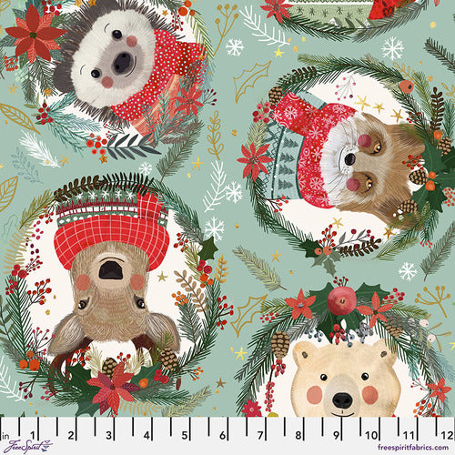 Squad Wreaths, Christmas Fabric, Christmas Squad by Mia Charro for Free Spirit Fabrics, Novelty Fabric, Quilting Cotton